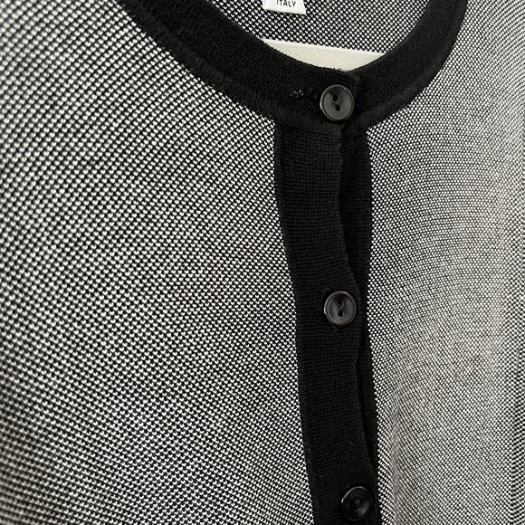 Talbots Sweater Womens Small Black White Made Italy Button Cardigan Knit Pockets - Picture 8 of 11